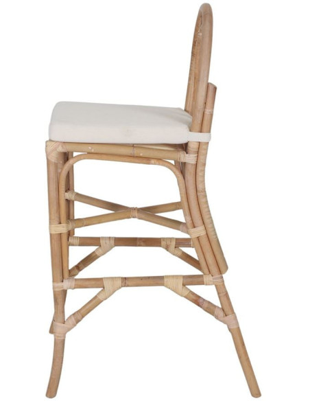 Tabouret de bar rotin naturel avec coussin 50x58x110 cm Orosei