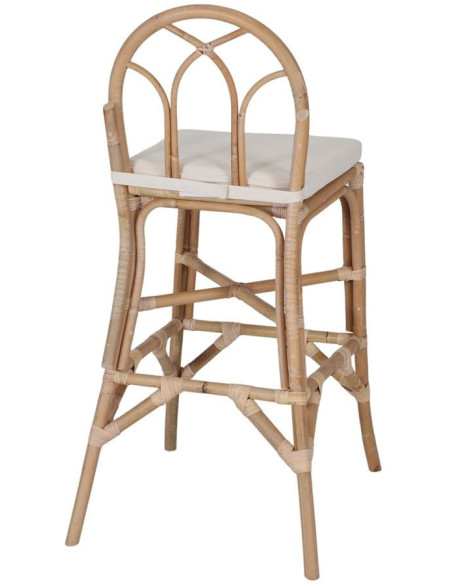 Tabouret de bar rotin naturel avec coussin 50x58x110 cm Orosei