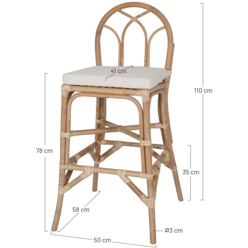 Tabouret de bar rotin naturel avec...