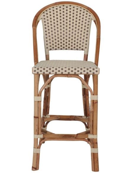 Tabouret de bar rotin bistrot beige et blanc 48x51x110 cm Ciboure