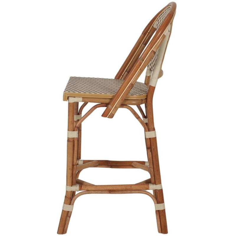 Tabouret de bar rotin bistrot beige...