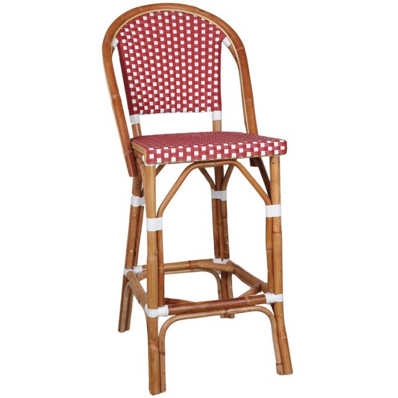Tabouret de bar rotin bistrot rouge...