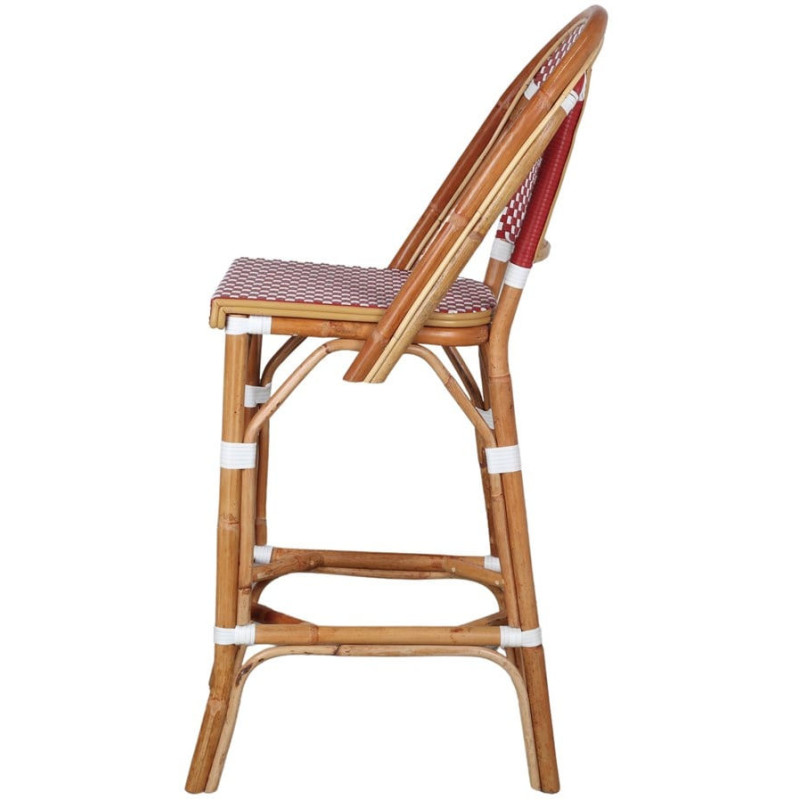 Tabouret de bar rotin bistrot rouge...