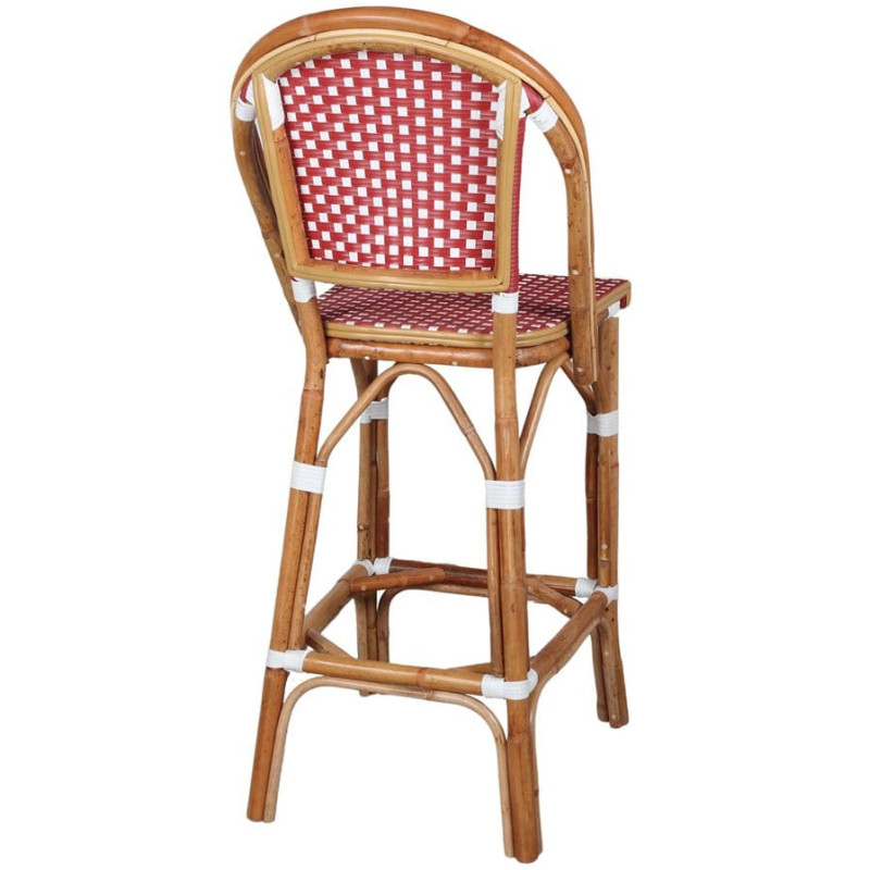 Tabouret de bar rotin bistrot rouge...