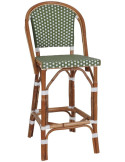 Tabouret de bar rotin bistrot vert olive et blanc Ciboure