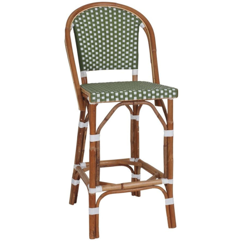 Tabouret de bar rotin bistrot vert...