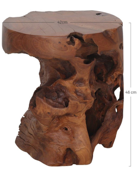 Table d’appoint racine de teck naturel 42x42x46 cm Matera
