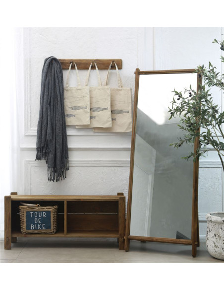 Miroir sur pied bois recyclé 62x8x165 cm Roros