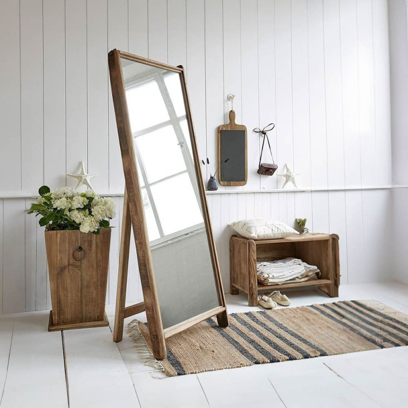 Miroir sur pied bois recyclé 62x8x165...