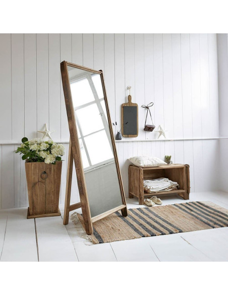 Miroir sur pied bois recyclé 62x8x165 cm Roros