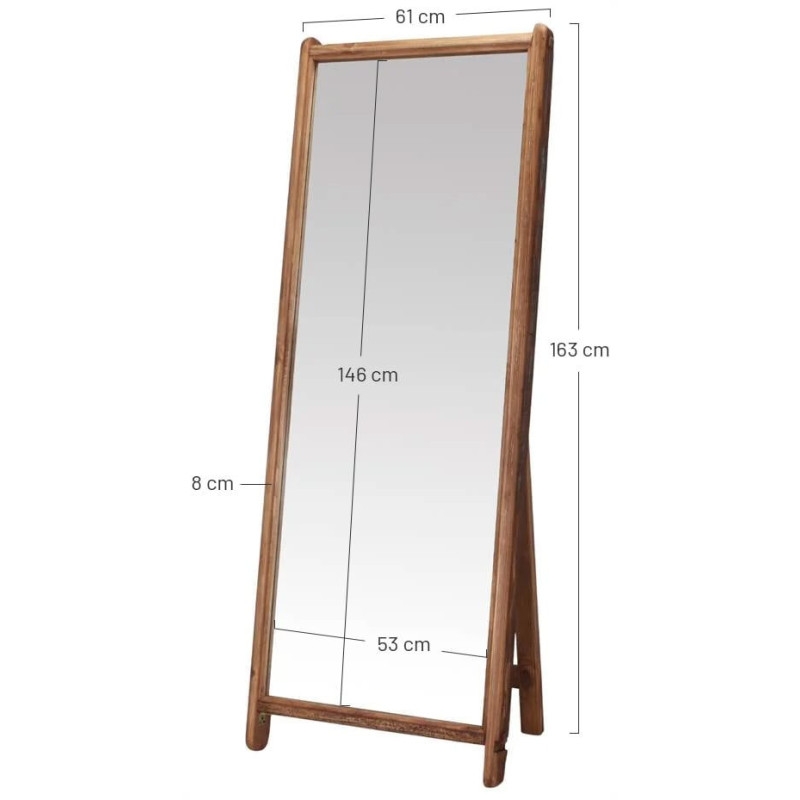 Miroir sur pied bois recyclé 62x8x165...