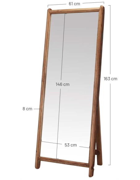 Miroir sur pied bois recyclé 62x8x165 cm Roros