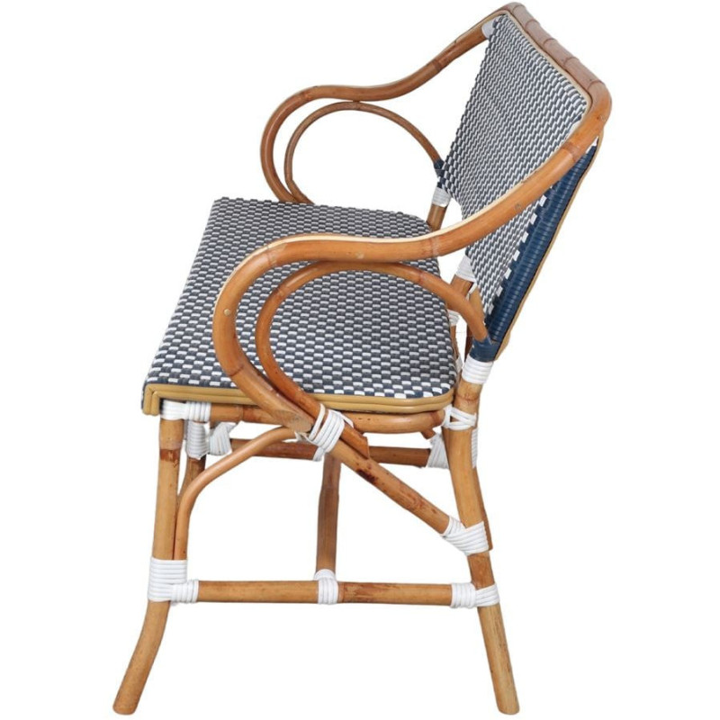 Banc en rotin bistrot bleu et blanc...