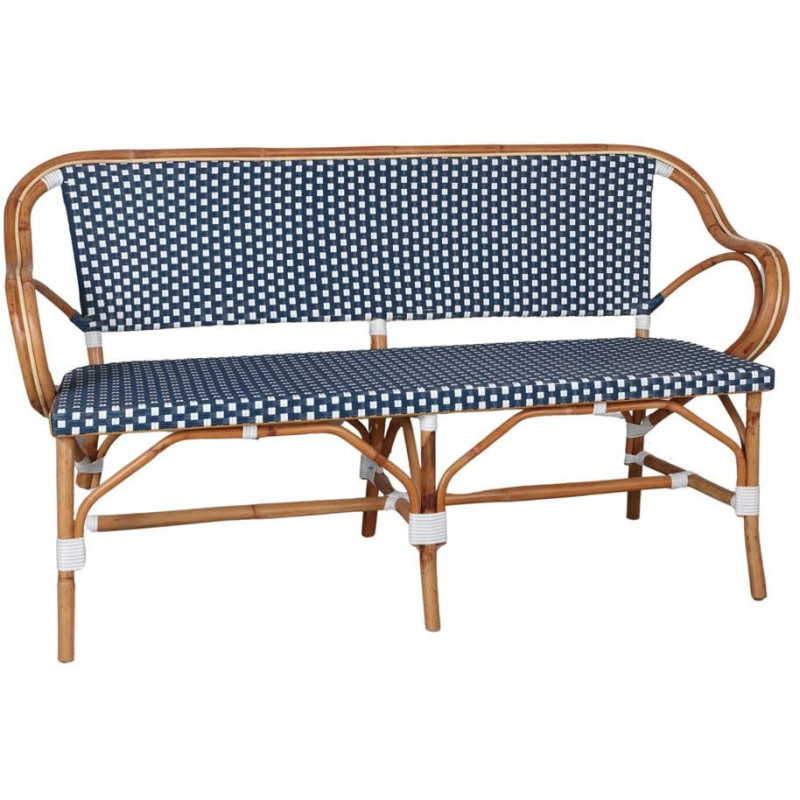 Banc en rotin bistrot bleu et blanc...