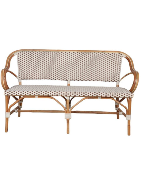 Banc en rotin bistrot beige et blanc 150 cm Llafranc  - 2
