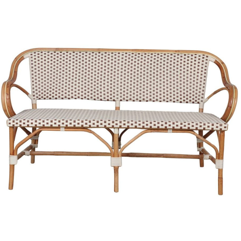 Banc en rotin bistrot beige et blanc...