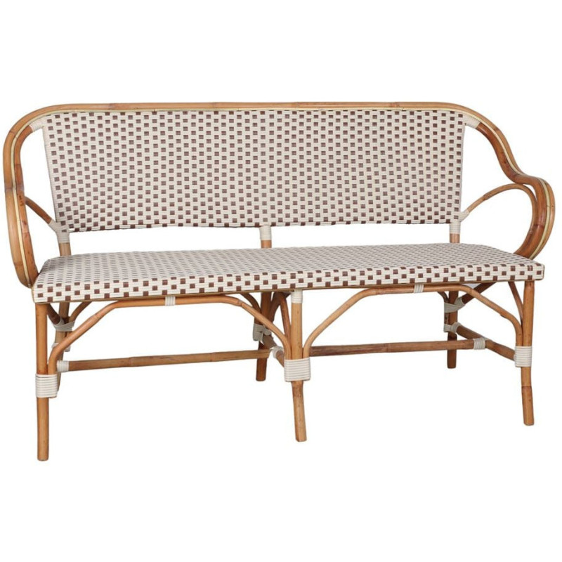 Banc en rotin bistrot beige et blanc...
