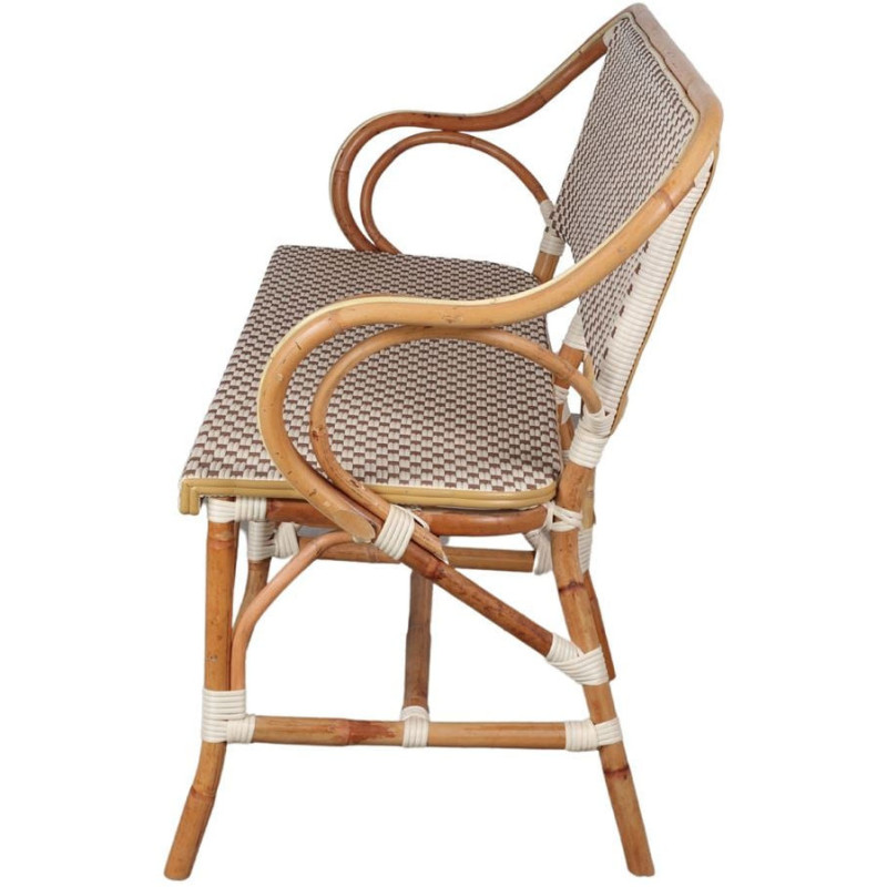 Banc en rotin bistrot beige et blanc...