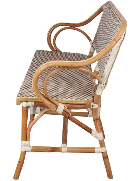 Banc en rotin bistrot beige et blanc 150 cm Llafranc