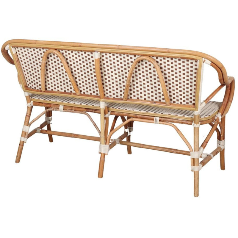 Banc en rotin bistrot beige et blanc...