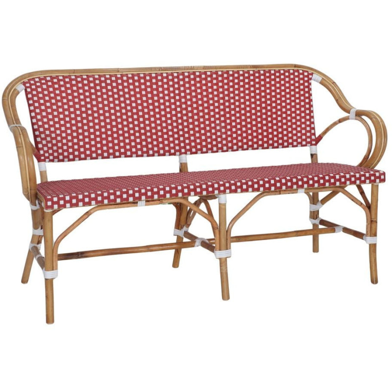 Banquette en rotin bistrot rouge et...
