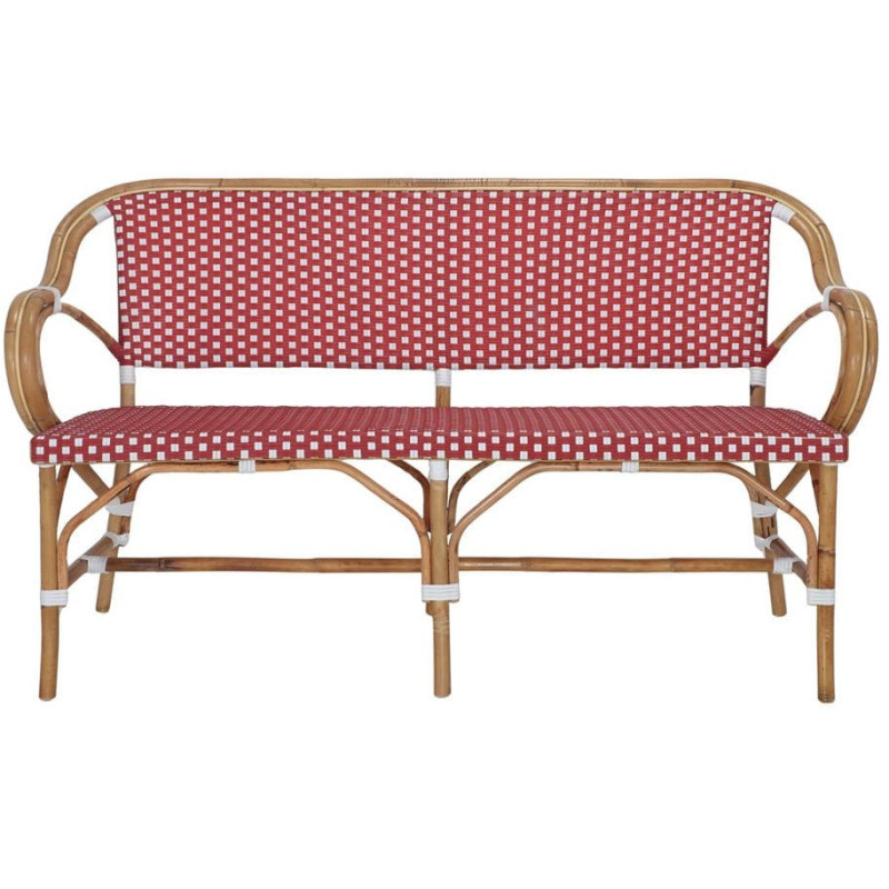 Banquette en rotin bistrot rouge et...