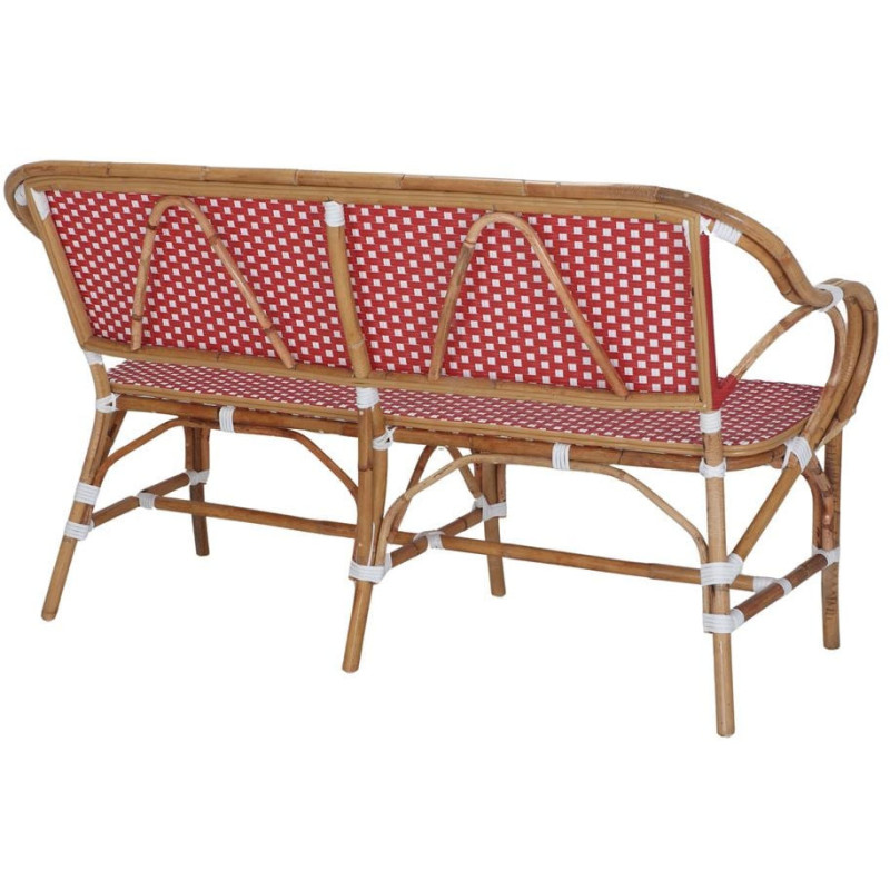 Banquette en rotin bistrot rouge et...