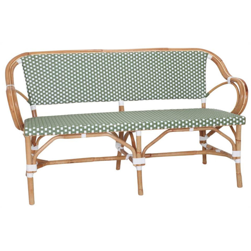 Banquette en rotin bistrot vert et...