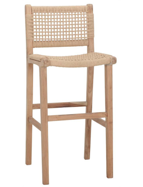 Tabouret de bar naturel en teck et corde 73 cm Aljezur