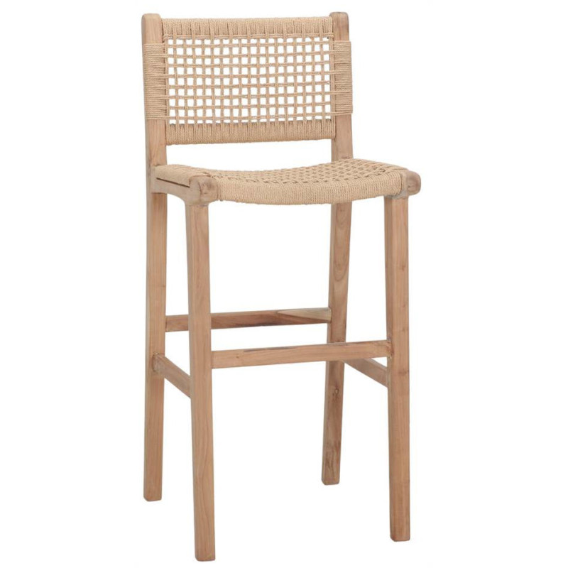 Tabouret de bar naturel en teck et...