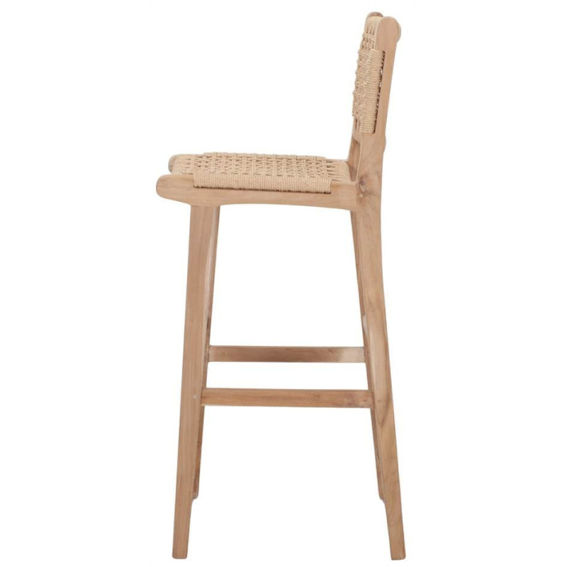 Tabouret de bar naturel en teck et...