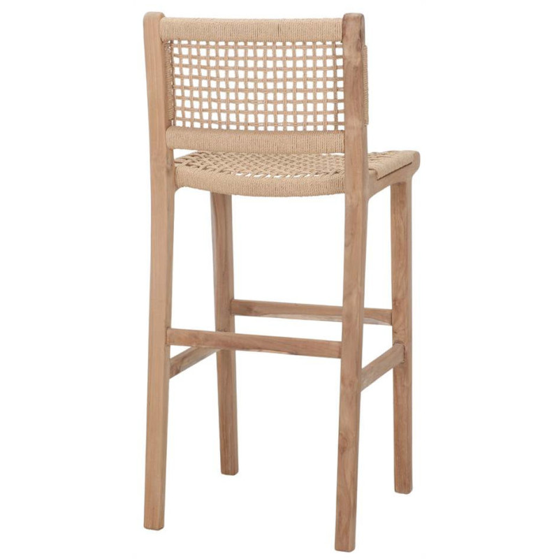 Tabouret de bar naturel en teck et...