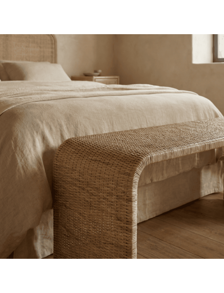 Banc bout de lit en rotin naturel 100 cm Deià  - 2