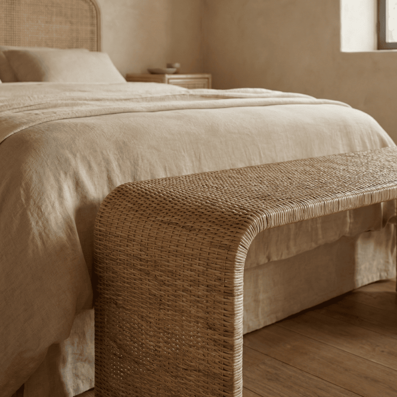 Banc bout de lit en rotin naturel 100...