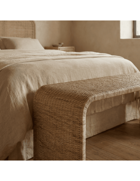 Banc bout de lit en rotin naturel 100 cm Deià