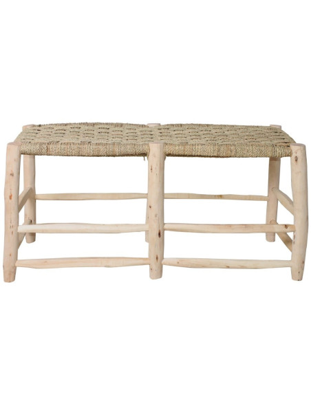 Banc en bois naturel et fibres tressées 138 cm Mértola