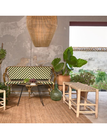 Banc en bois naturel et fibres tressées 138 cm Mértola