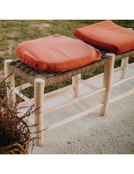 Banc en bois naturel et fibres tressées 138 cm Mértola