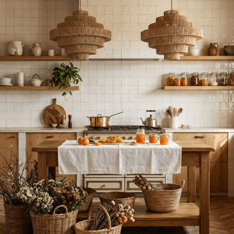 Abat-jour suspension jute naturel 80...