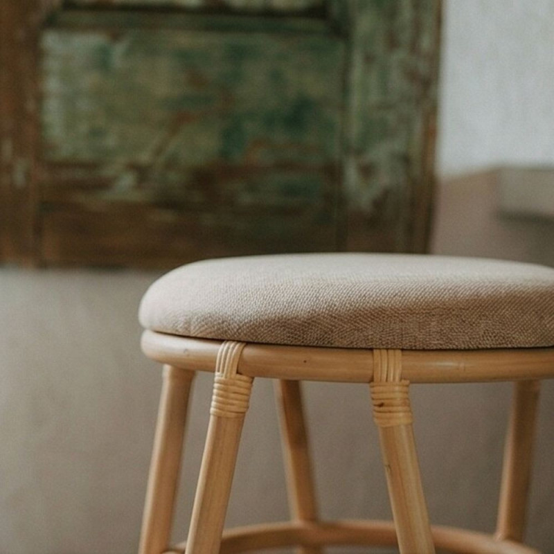 Tabouret bas rotin naturel beige 45...