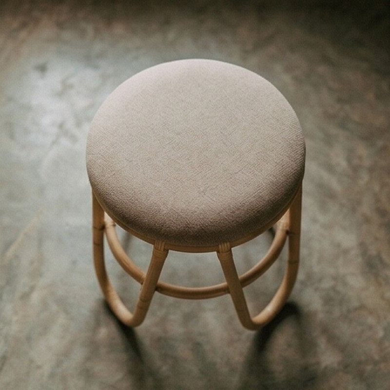Tabouret bas rotin naturel beige 45...