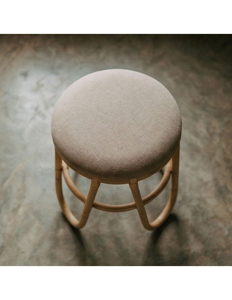 Tabouret bas rotin naturel beige 45 cm Azenhas