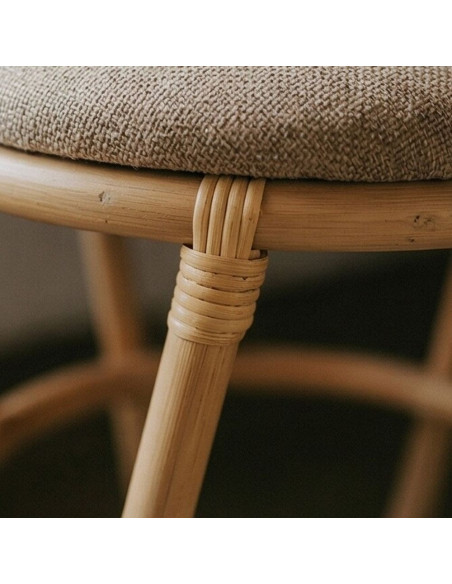 Tabouret bas rotin naturel beige 45 cm Azenhas