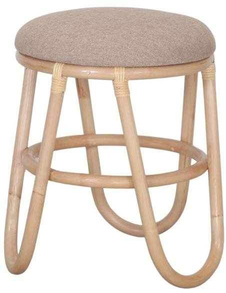 Tabouret bas rotin naturel beige 45 cm Azenhas