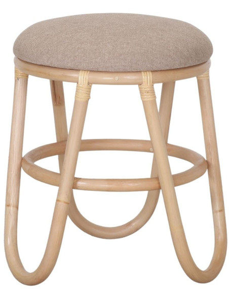 Tabouret bas rotin naturel beige 45 cm Azenhas