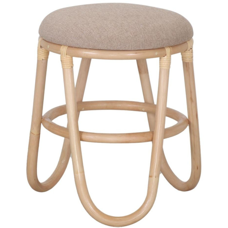Tabouret bas rotin naturel beige 45...