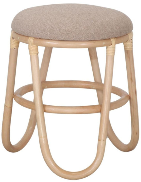 Tabouret bas rotin naturel beige 45 cm Azenhas