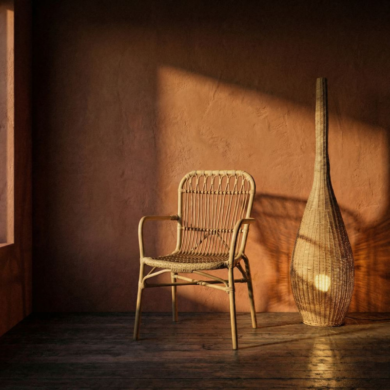 Abat-jour lampadaire rotin naturel...