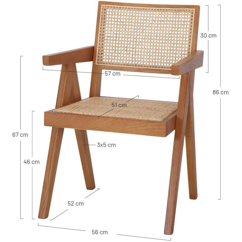 Chaise cannage bois noir avec...