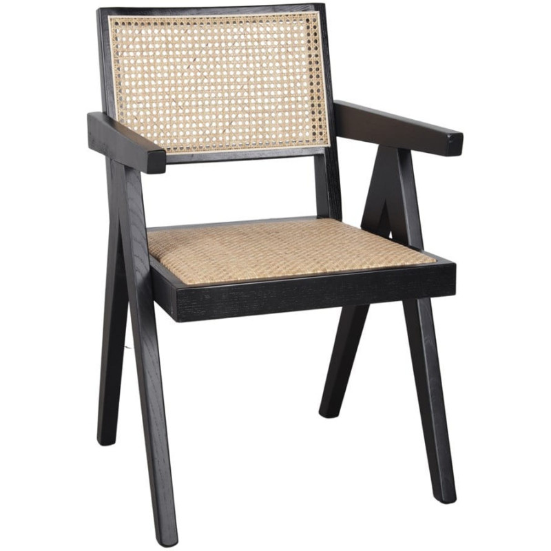Chaise cannage bois noir avec...